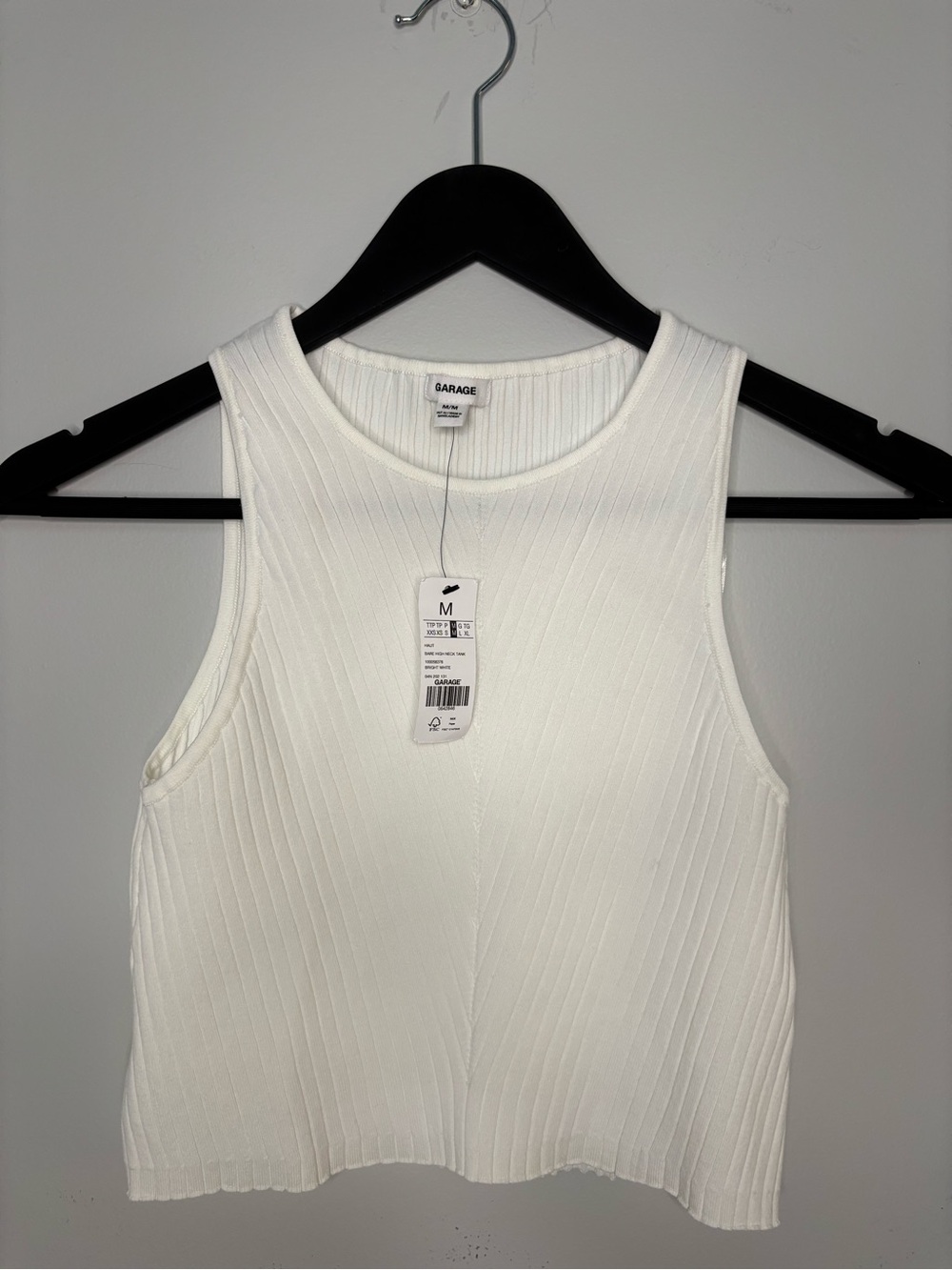 Garage White Ribbed Cropped Tank - Picture 2 of 3